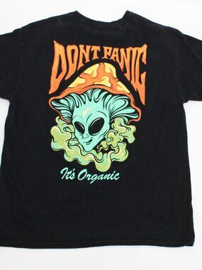 Popular Poison Don't Worry It's Organic Mens Graphic Tshirt Sz Large 100%Cotton